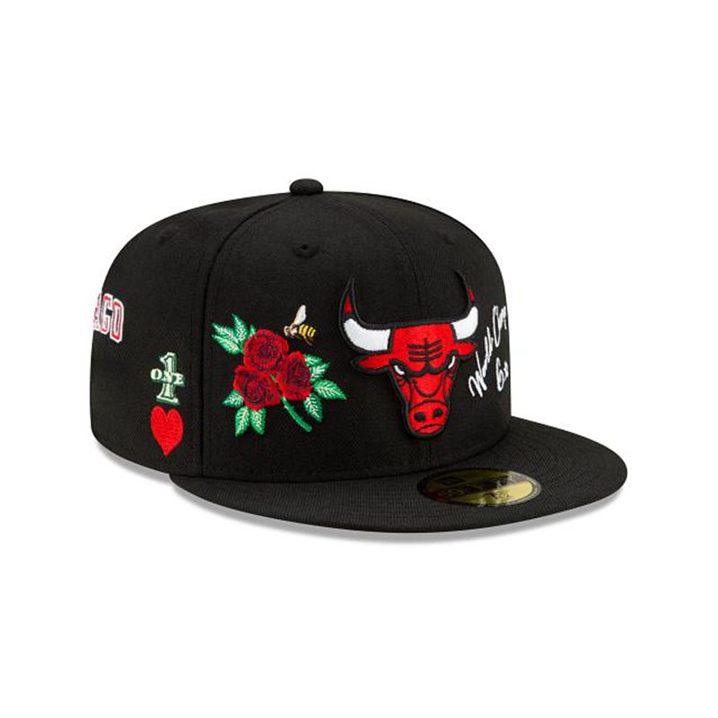 NBA Chicago Bulls Icon 59Fifty Fitted (KPT9009) - Black New Era Caps